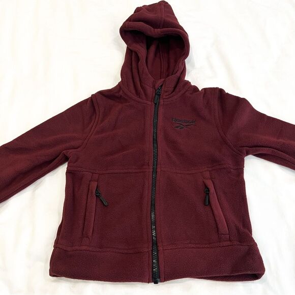Reebok Boys Maroon Polar Fleece Zip Jacket Hooded Insulated Child Size 5/6 NWT - Picture 3 of 10